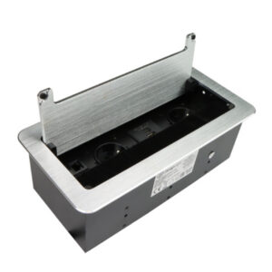 Zásuvka výklopná INBOX strieborná - 2x230V + USB C/A + RJ45 + HDMI