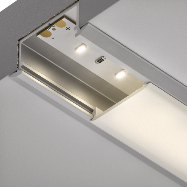 833.72.984_b AL profil 1191 pre LED pás 10mm Loox5 zápustný strieborný 2,5m s opálovým difúzorom