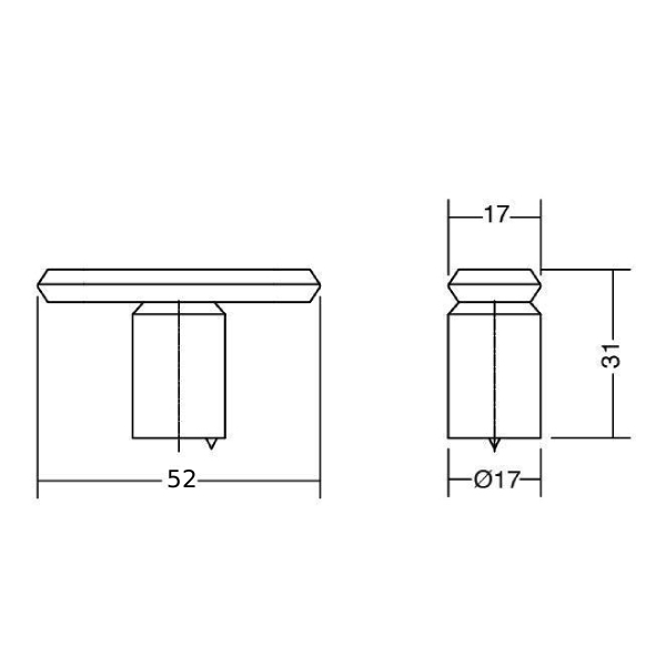 Knopok FASE VIEFE T L52mm čierna brúsená 0712052L30